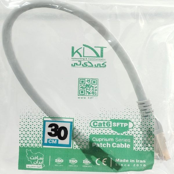 کابل پچ کورد 30 سانت CAT6 SFTP کی دی تی مدل PC-30CM6SFTP